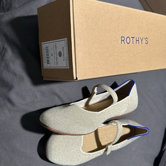 Rothy’s Light Gold Square Toe Mary Jane Flat - Picture 2 of 2